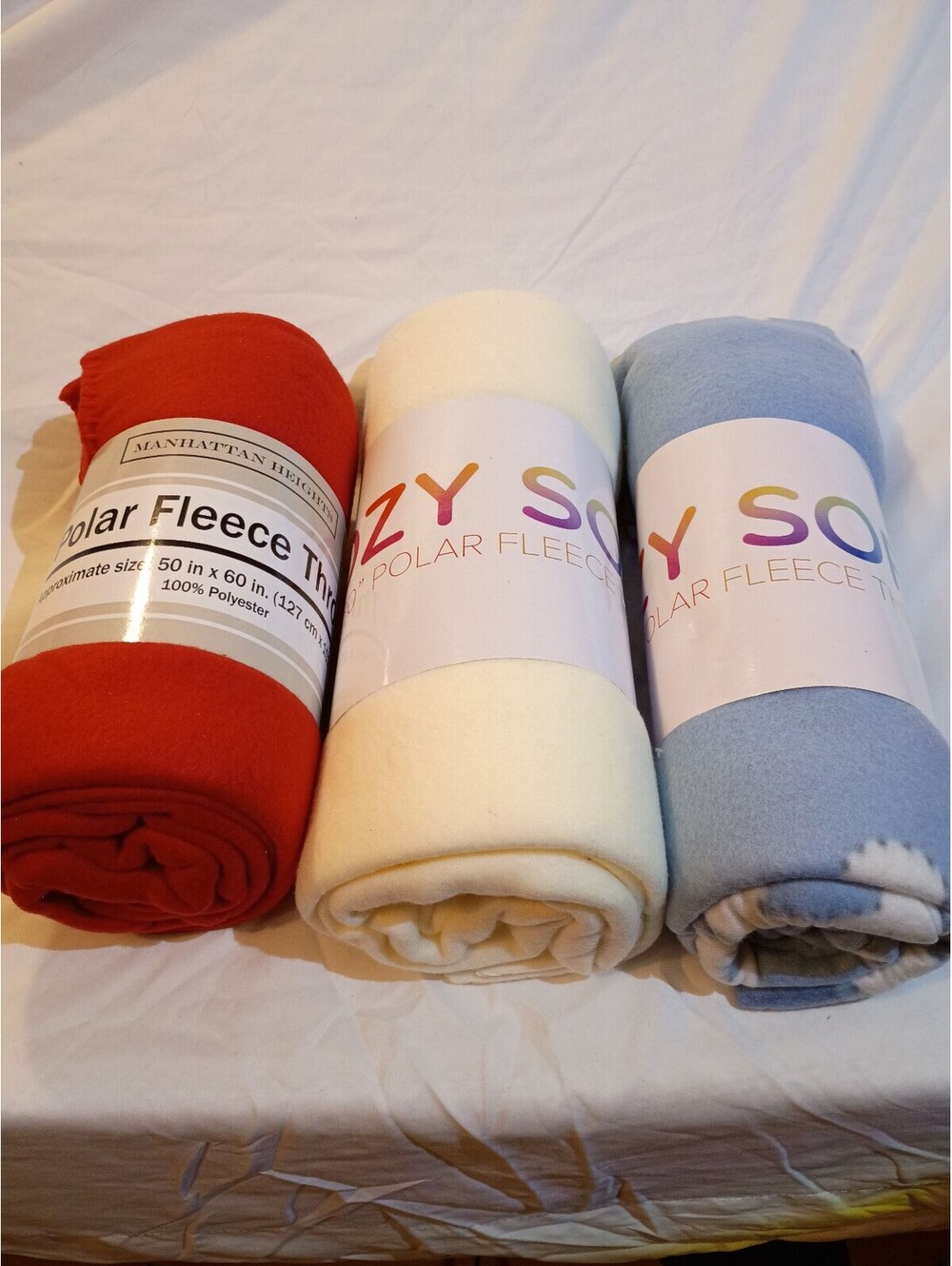 Manhattan Heights Polar Fleece Throw Blanket 50x60 inches Red, White, Blue